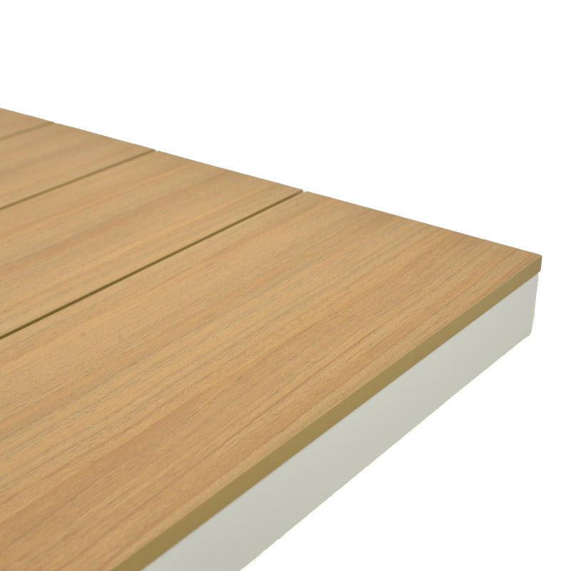 Τραπέζι Thorio pakoworld plywood σε φυσική -αλουμινίο σε λευκή απόχρωση 160x90x75εκ