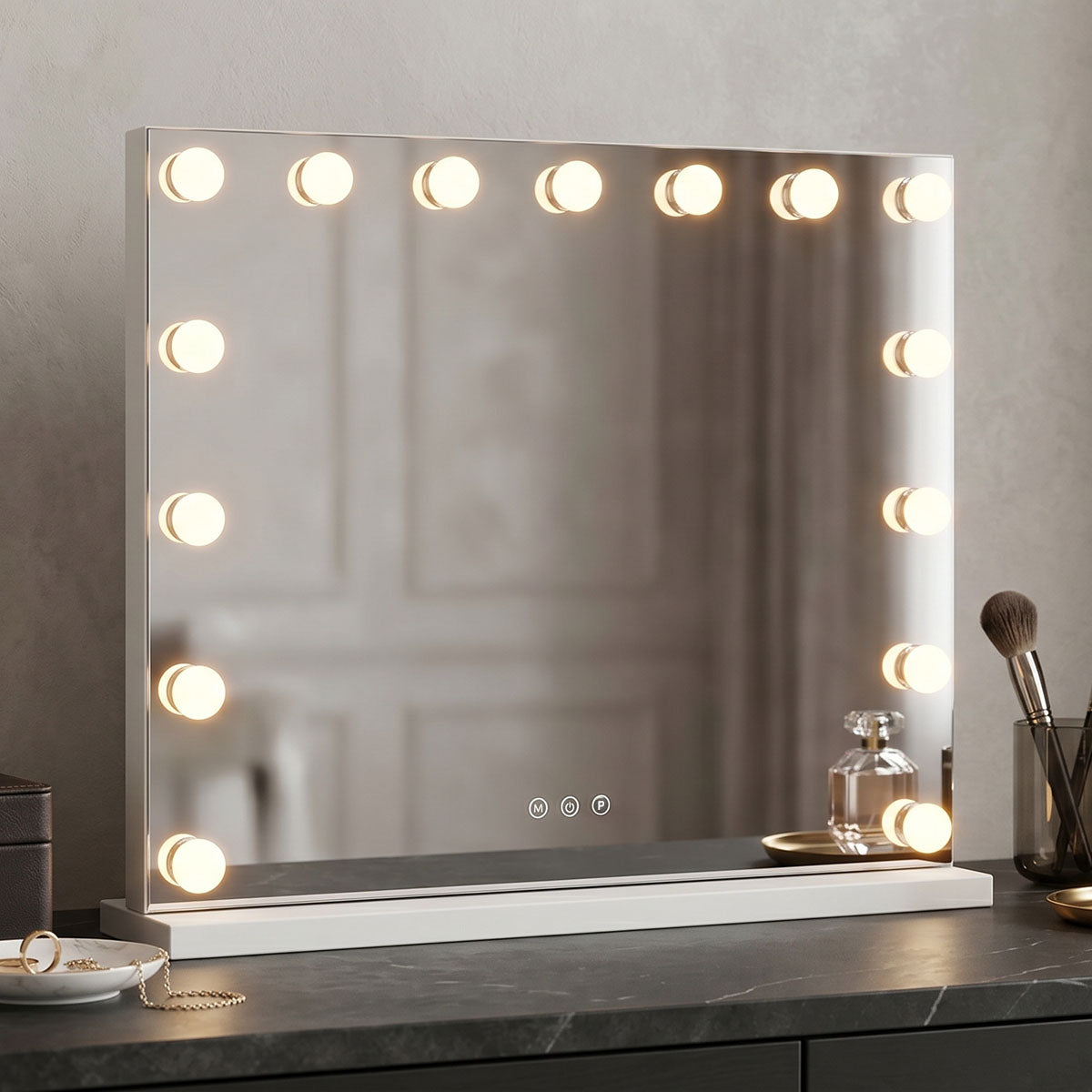 Καθρέπτης Led Hollywood pakoworld μέταλλο λευκό 60x12x52.3εκ
