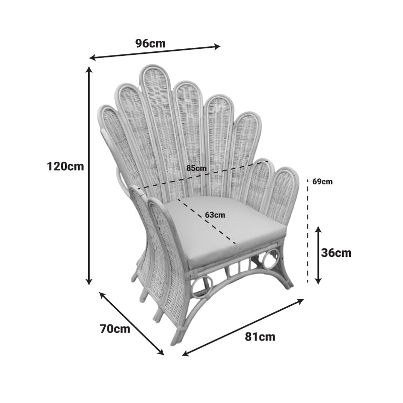 Πολυθρόνα Fragia Inart με μπεζ μαξιλάρι-φυσικό rattan 85x96x120εκ