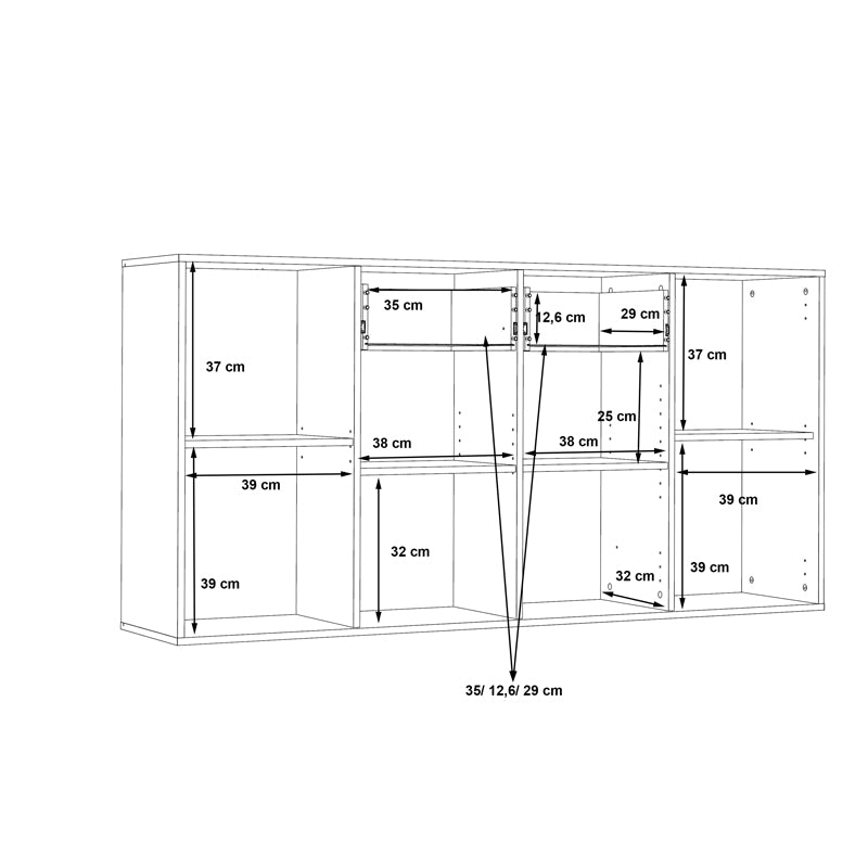 Μπουφές Drepen pakoworld μελαμίνη σε λευκό και sonoma χρώμα 162.3x34.2x81.7εκ