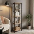 Βιβλιοθήκη Glase pakoworld oak μελαμίνης-μαύρο μέταλλο 40x30x150εκ