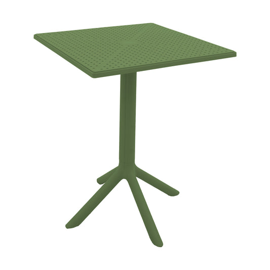 Τραπέζι Groovy pakoworld pp διατρητο σκούρο πράσινο 60x60x76εκ