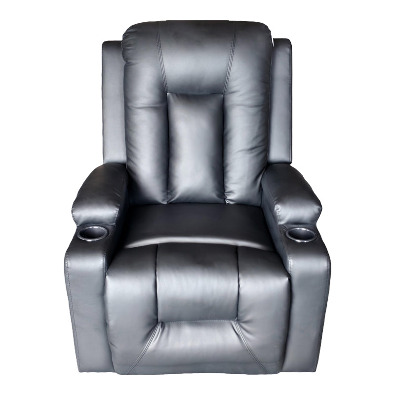 Πολυθρόνα relax με μηχανισμό massage Gessel pakoworld PU σε μαύρη απόχρωση 80x90x98εκ