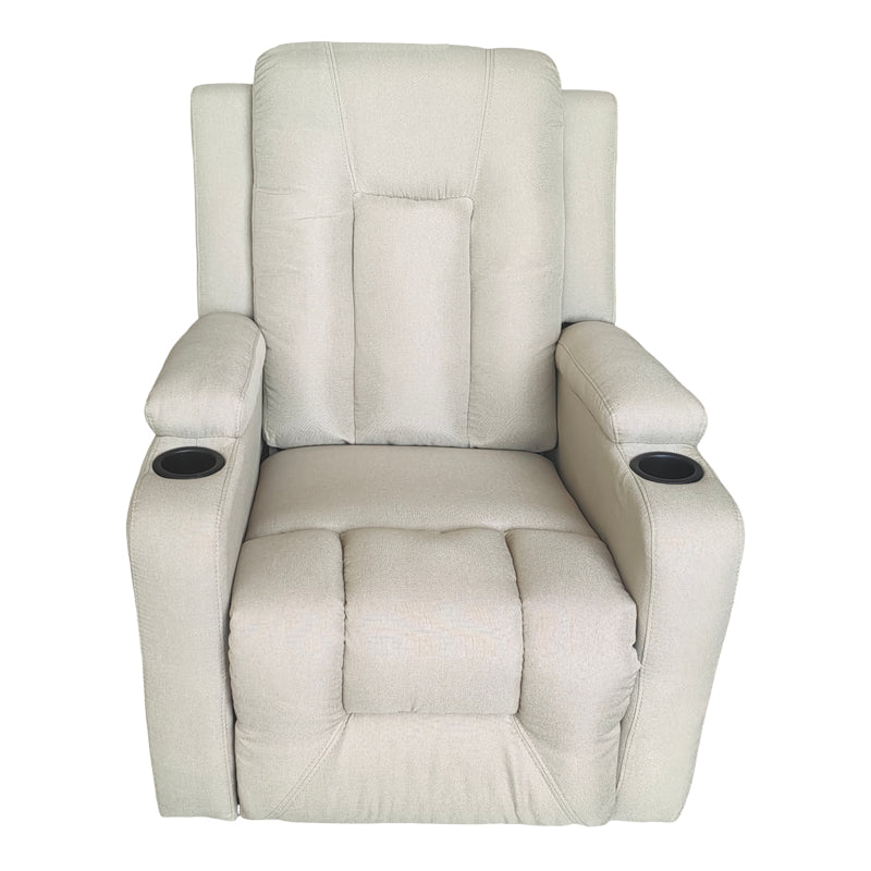 Πολυθρόνα relax με μηχανισμό massage Gessel pakoworld μπεζ ύφασμα 80x90x98εκ