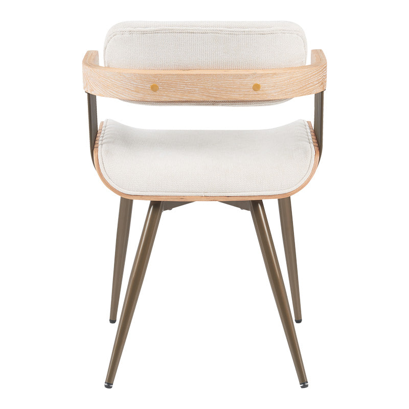 Πολυθρόνα Cameo pakoworld μέταλλο μπρονζέ-white-wash ξύλο-μπέζ ύφασμα 53x49.5x75.5εκ