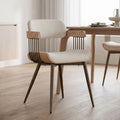 Πολυθρόνα Cameo pakoworld μέταλλο μπρονζέ-white-wash ξύλο-μπέζ ύφασμα 53x49.5x75.5εκ
