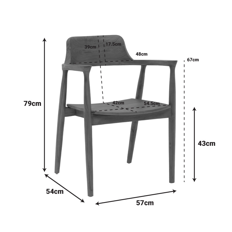 Πολυθρόνα Jambene pakoworld teak ξύλο σε καρυδί απόχρωση 57x54x79εκ