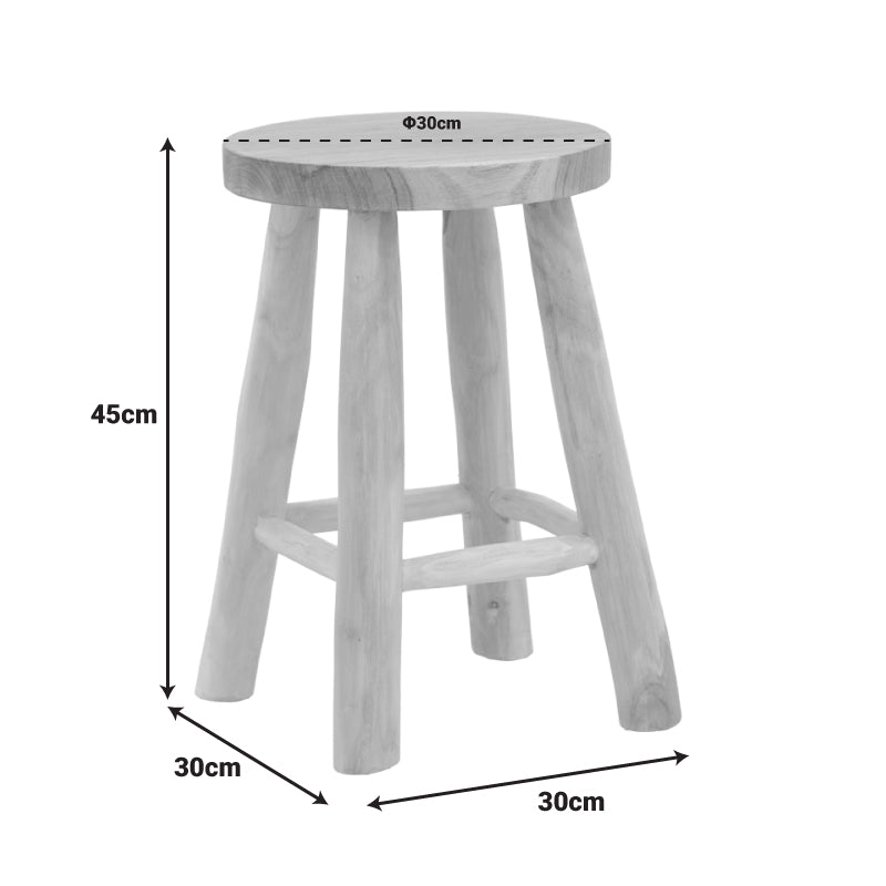 Σκαμπό Sega 4Life teak ξύλο σε φυσική απόχρωση Φ30x45εκ