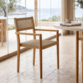 Πολυθρόνα Lengan pakoworld σκελετός teak ξύλο σε φυσική απόχρωση-μπεζ σχοινί 54x52x80εκ
