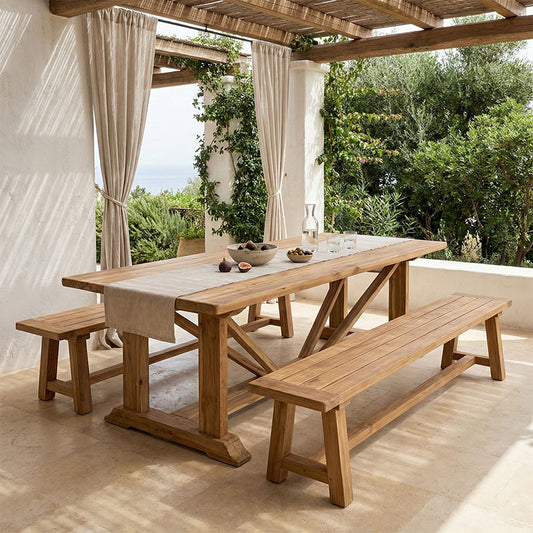 Τραπέζι Smarious pakoworld teak ξύλο σε φυσική απόχρωση 250x100x78εκ