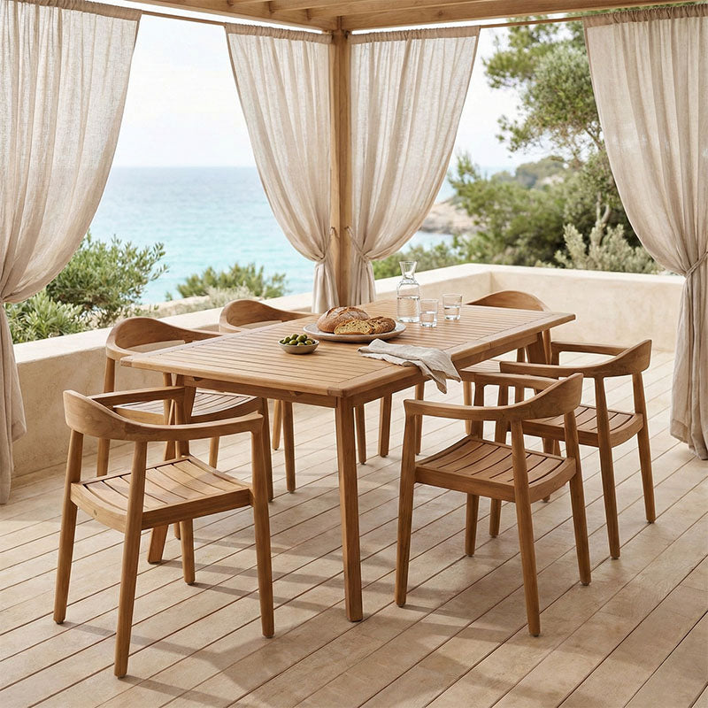 Τραπεζαρία 9 τεμ. Ganny-Pino 4Life teak ξύλο σε φυσική απόχρωση 180/240x100x75εκ