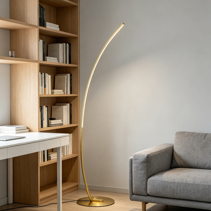 Φωτιστικό δαπέδου Archer pakoworld led χρυσό μεταλλικό 70x28x165εκ