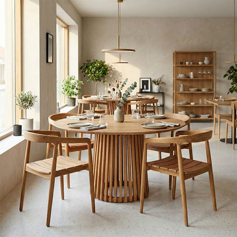 Τραπεζαρία 5τεμ Noody-Kenda I pakoworld teak ξύλο σε φυσική απόχρωση Φ120x75