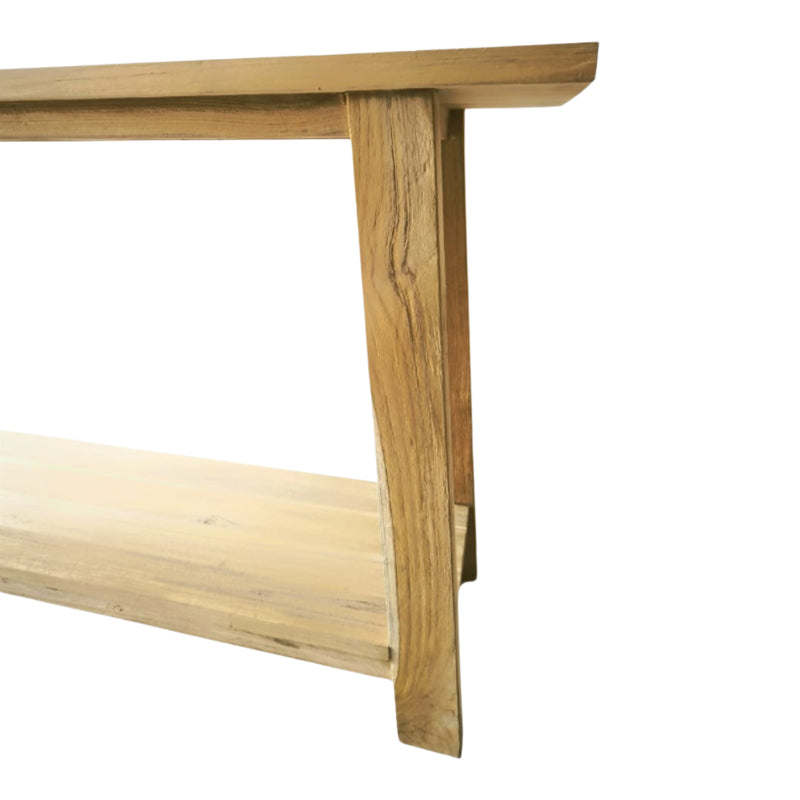 Κονσόλα Decoza pakoworld teak ξύλο σε φυσική απόχρωση 200x40x80εκ