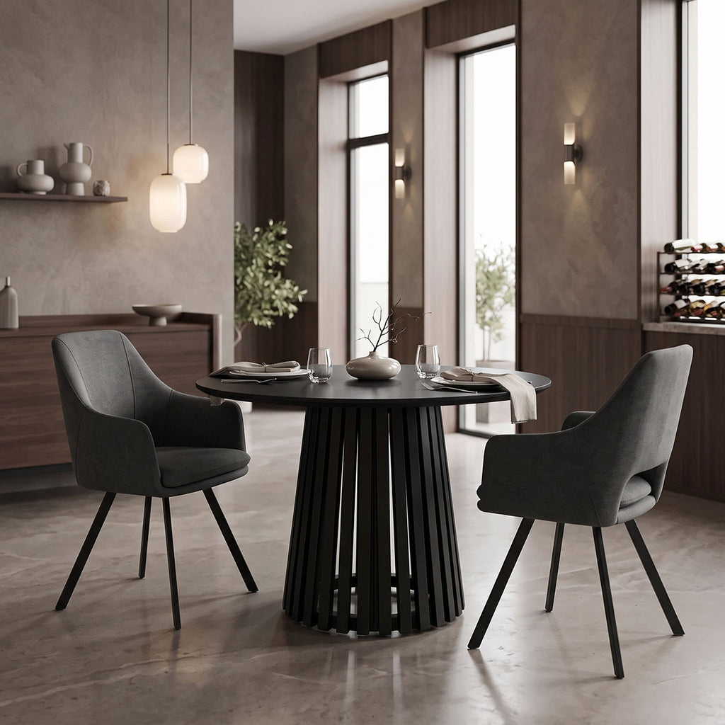 Τραπέζι Kenda I pakoworld mindi ξύλο μαύρο Φ120x75εκ