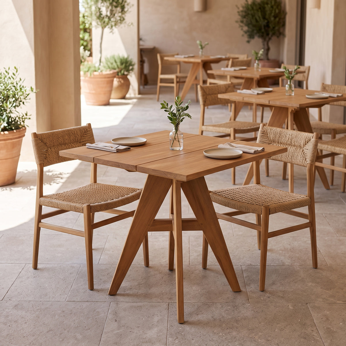 Τραπέζι Cadrada pakoworld teak ξύλο σε φυσική απόχρωση 70x70x76εκ