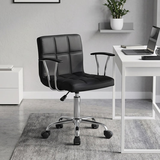 Καρέκλα γραφείου Buleco pakoworld pu σε μαύρη απόχρωση 56x46x74-86εκ