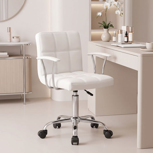 Καρέκλα γραφείου Buleco pakoworld pu σε λευκή απόχρωση 56x46x74-86εκ