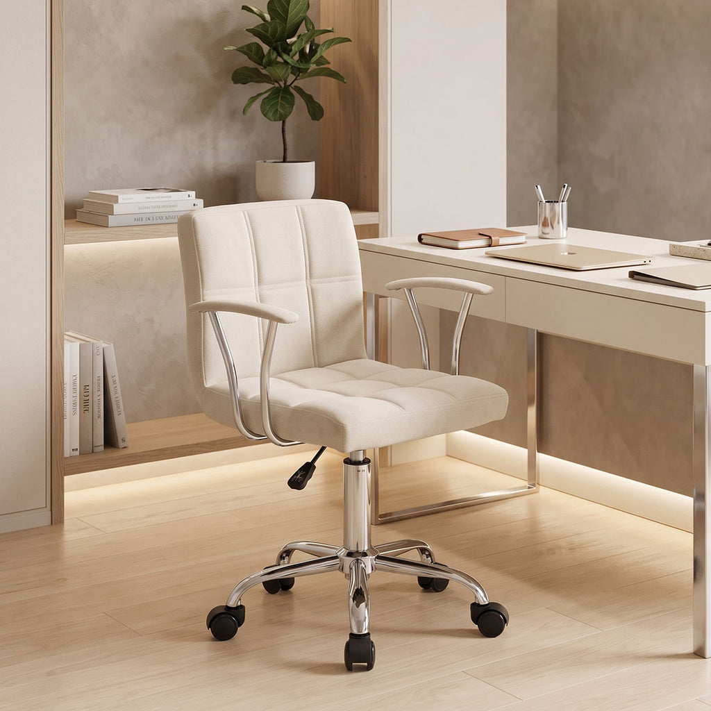 Καρέκλα γραφείου Buleco pakoworld μπεζ ύφασμα 56x46x74-86εκ