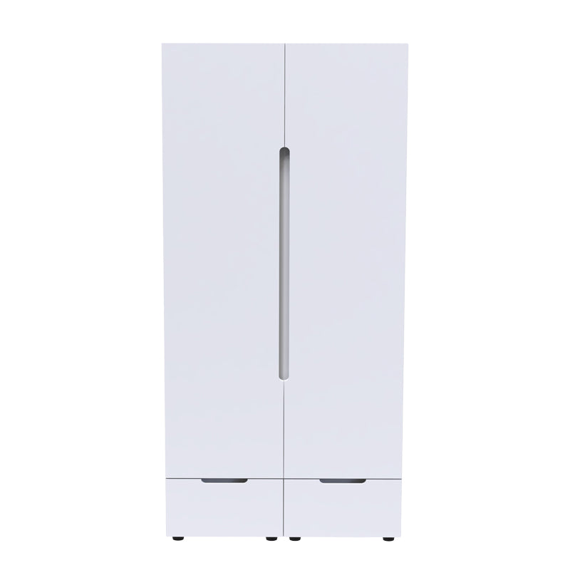 Ντουλάπα δίφυλλη Afina pakoworld mdf σε λευκή glossy απόχρωση 100x57x213εκ