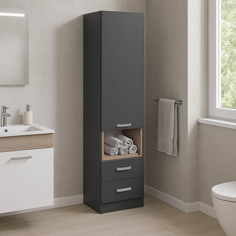 Βιτρίνα-στήλη Toscana pakoworld σε ανθρακί απόχρωση 50x42x222.5εκ