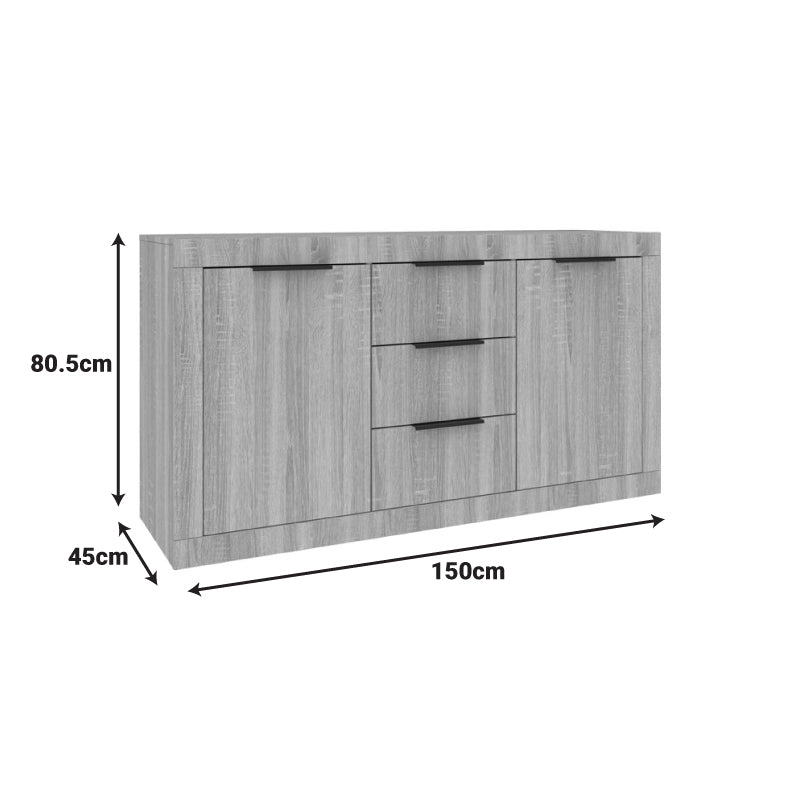 Μπουφές Doha pakoworld σε ανθρακί απόχρωση 150x45x80.5εκ