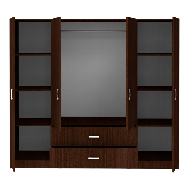 Ντουλάπα τετράφυλλη Royal pakoworld με συρτάρια wenge 200x58x177εκ