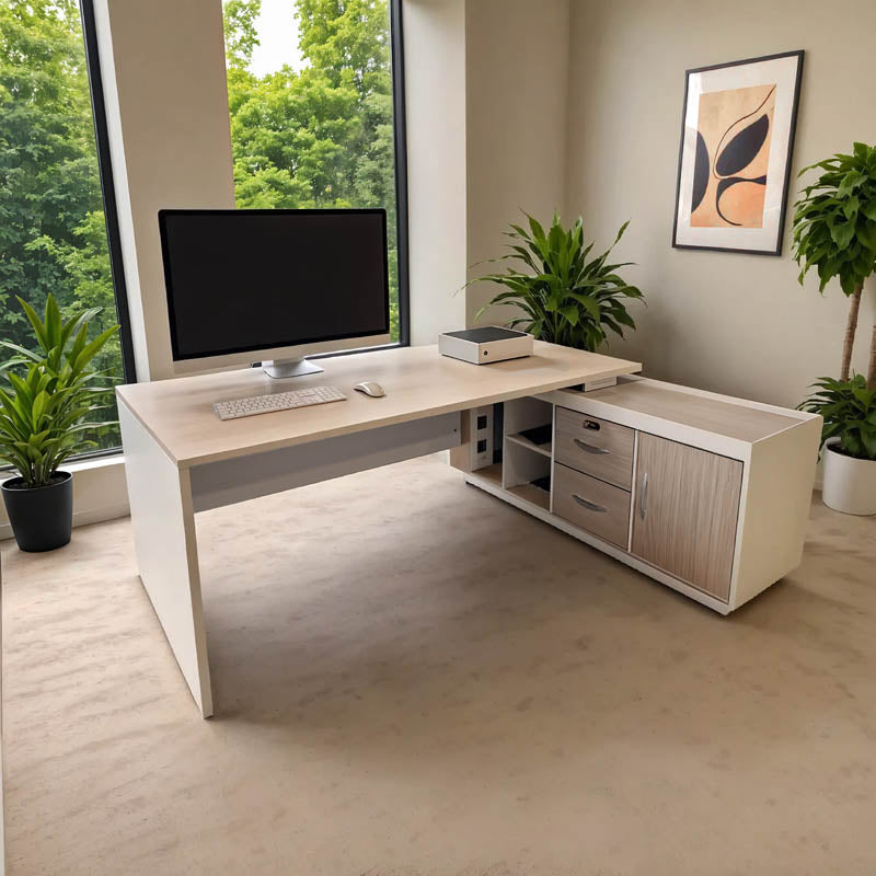Γραφείο εργασίας επαγγελματικό αναστρέψιμο Armadi pakoworld γωνιακό σε sonoma-λευκή απόχρωση 160x80x75εκ