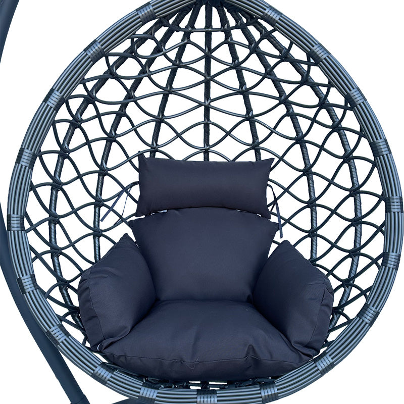Κούνια φωλιά με βάση Lyere pakoworld μέταλλο ανθρακί pe rattan σε γκρι απόχρωση 120x108x195εκ