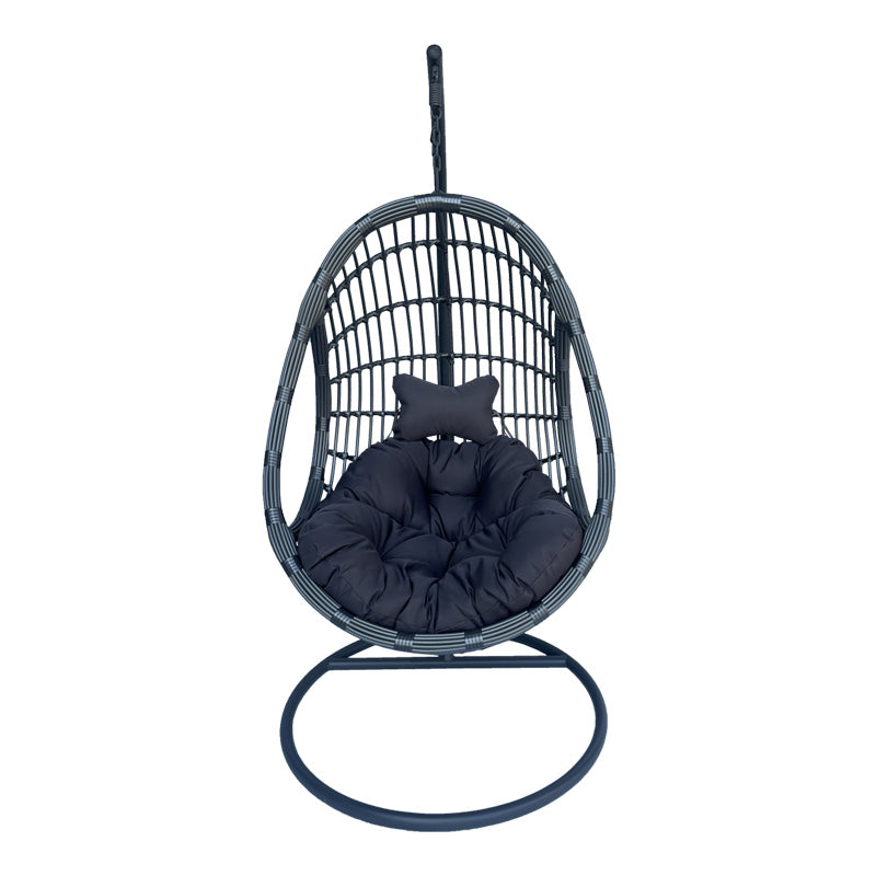 Κούνια φωλιά με βάση Cungo pakoworld μέταλλο ανθρακί pe rattan σε γκρι απόχρωση 125x105x195εκ