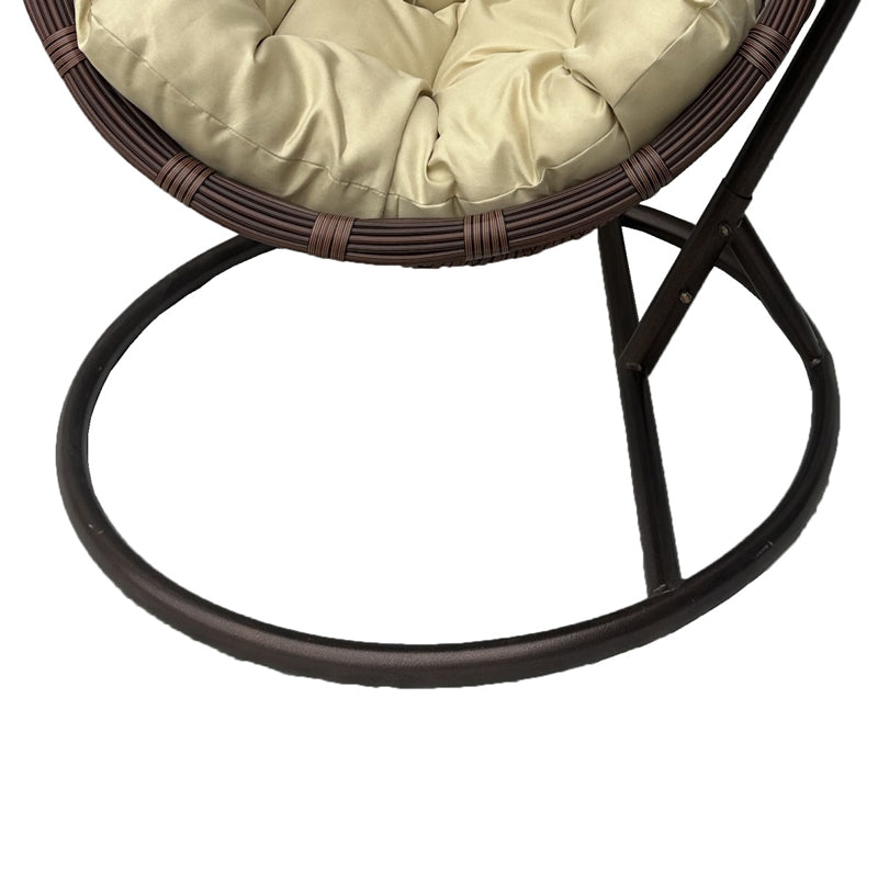 Κούνια φωλιά με βάση Cungo pakoworld μέταλλο καφέ- pe rattan καφέ με μπεζ μαξιλάρι 125x105x195εκ