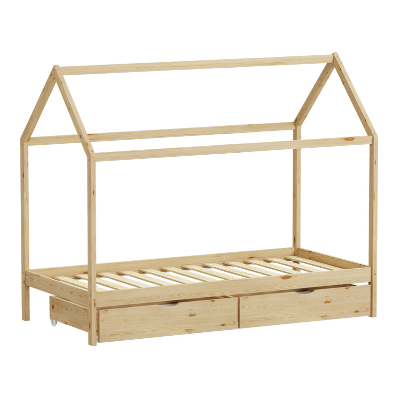 Παιδικό κρεβάτι Mellin τ. Montessori με 2 συρτάρια pakoworld ξύλο πεύκου σε φυσική απόχρωση 90x190εκ