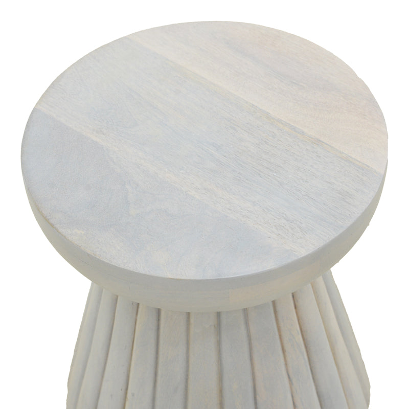 Βοηθητικό τραπέζι Nemira pakoworld μασίφ μάνγκο ξύλο λευκό Φ30x35εκ