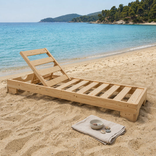 Ξαπλώστρα Fendy pakoworld ξύλο ελάτου σε φυσική απόχρωση 71.5x200x24εκ