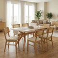 Τραπεζαρία Raffles pakoworld σετ 7τεμ rubberwood με pe rattanσε φυσική απόχρωση 150x90x76εκ
