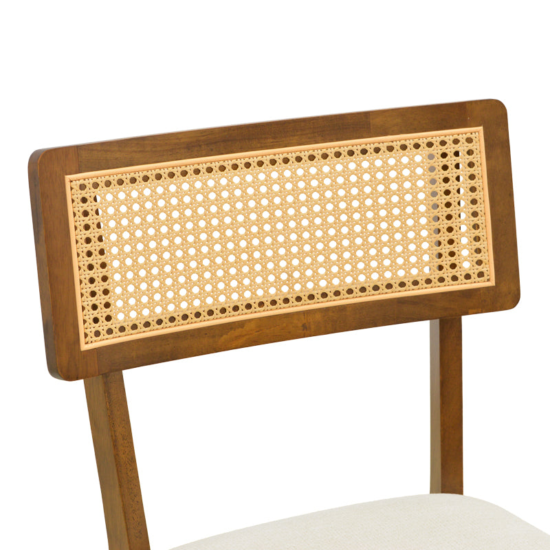 Καρέκλα Raffles pakoworld καρυδί rubberwood με pe rattan και εκρού ύφασμα 47x48x83.5εκ