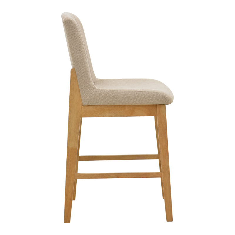 Σκαμπό μπαρ Dalby pakoworld sonoma rubberwood και μπεζ ύφασμα 50x45x102,5εκ