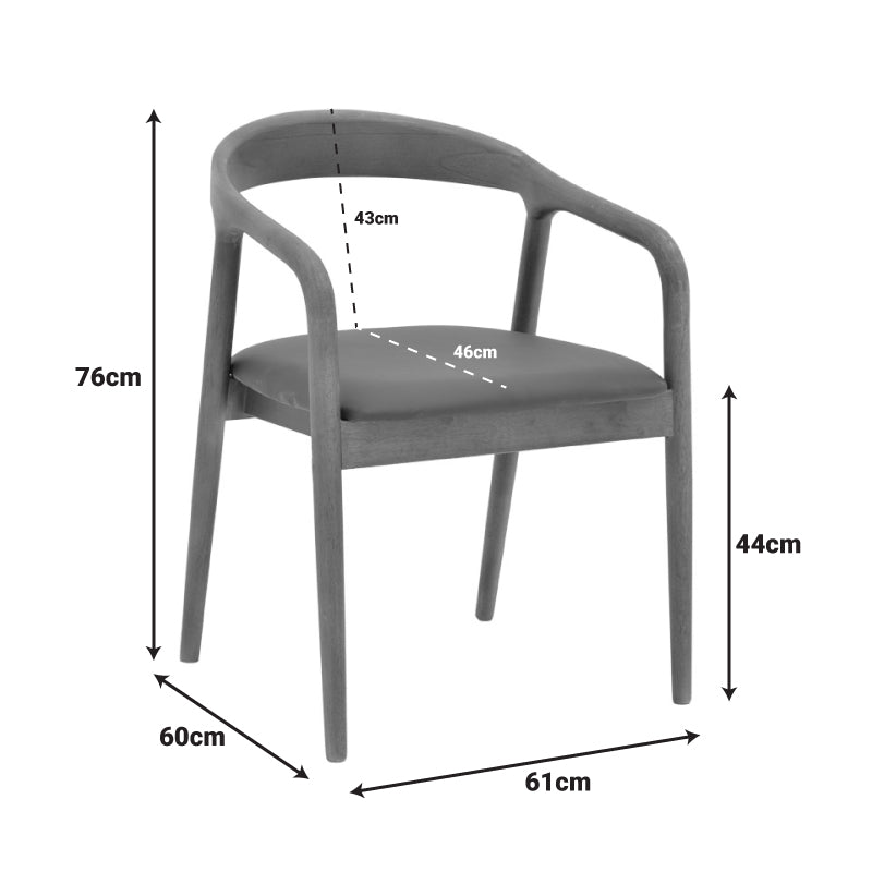 Πολυθρόνα Hogie 4Life rubberwood καρυδί- μαύρο pu μαξιλάρι 61x60x76εκ