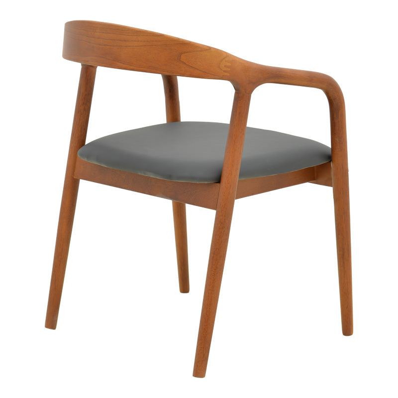 Πολυθρόνα Hogie 4Life rubberwood καρυδί- μαύρο pu μαξιλάρι 61x60x76εκ