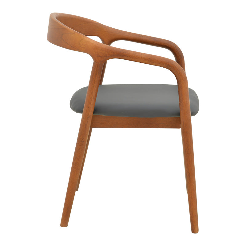 Πολυθρόνα Hogie 4Life rubberwood καρυδί- μαύρο pu μαξιλάρι 61x60x76εκ
