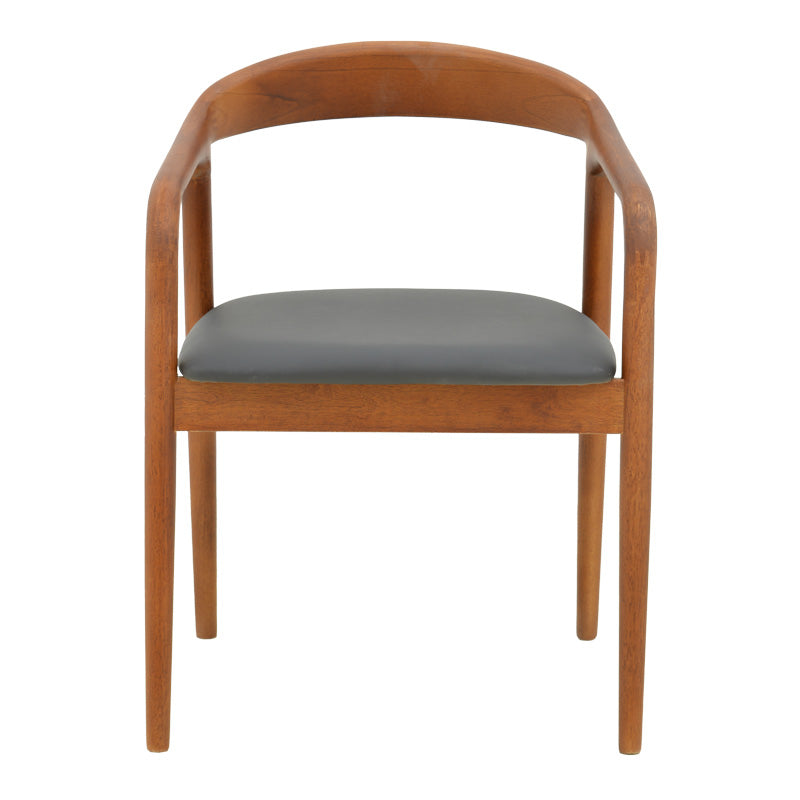 Πολυθρόνα Hogie 4Life rubberwood καρυδί- μαύρο pu μαξιλάρι 61x60x76εκ
