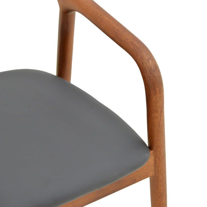 Πολυθρόνα Hogie 4Life rubberwood καρυδί- μαύρο pu μαξιλάρι 61x60x76εκ