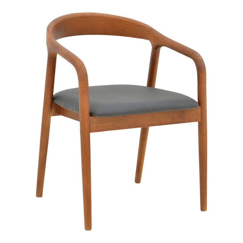 Πολυθρόνα Hogie 4Life rubberwood καρυδί- μαύρο pu μαξιλάρι 61x60x76εκ