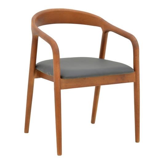 Πολυθρόνα Hogie 4Life rubberwood καρυδί- μαύρο pu μαξιλάρι 61x60x76εκ