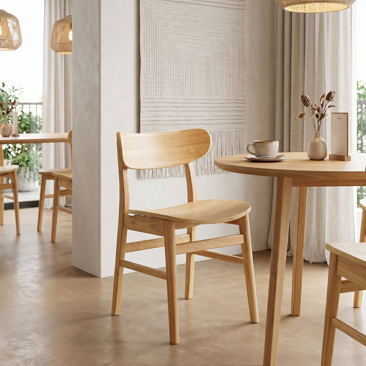 Καρέκλα Lumnia pakoworld rubberwood σε φυσική απόχρωση 46x50x76εκ