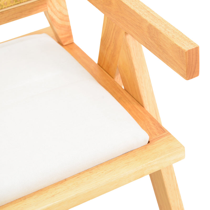 Πολυθρόνα Winslow pakoworld rubberwood σε φυσική απόχρωση-ύφασμα λευκό 51x55x80εκ