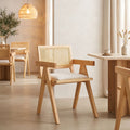 Πολυθρόνα Winslow pakoworld rubberwood σε φυσική απόχρωση-ύφασμα λευκό 51x55x80εκ
