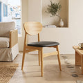 Καρέκλα Cardith pakoworld rubberwood-plywood σε φυσική απόχρωση-pu μαύρο 48x51x78εκ