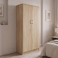 Ντουλάπα δίφυλλη Athos pakoworld σε Sonoma απόχρωση 80x42x180εκ
