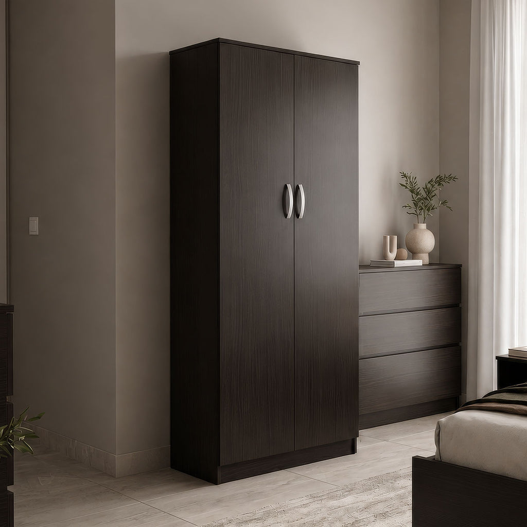 Ντουλάπα δίφυλλη Athos pakoworld σε wenge απόχρωση 80x42x180εκ